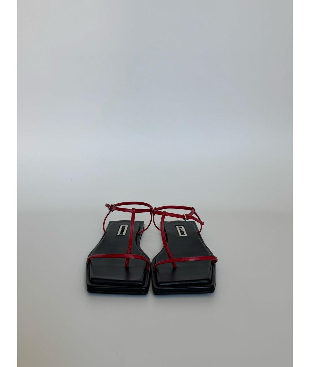 JIL SANDER Красные кожаные сандалии, фото 5