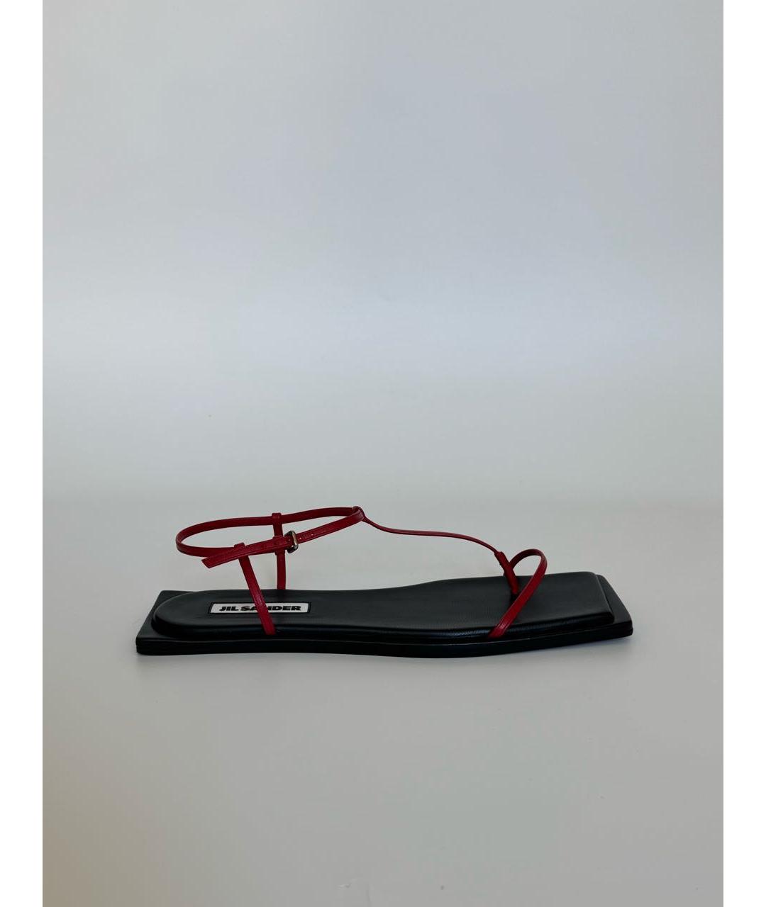 JIL SANDER Красные кожаные сандалии, фото 9