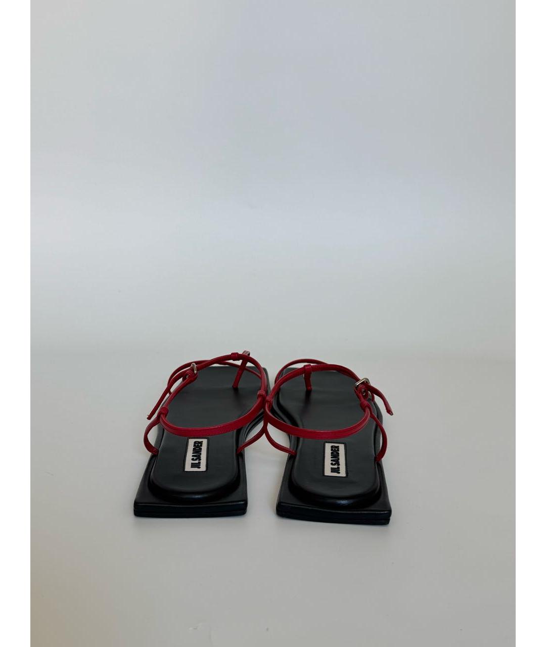 JIL SANDER Красные кожаные сандалии, фото 4
