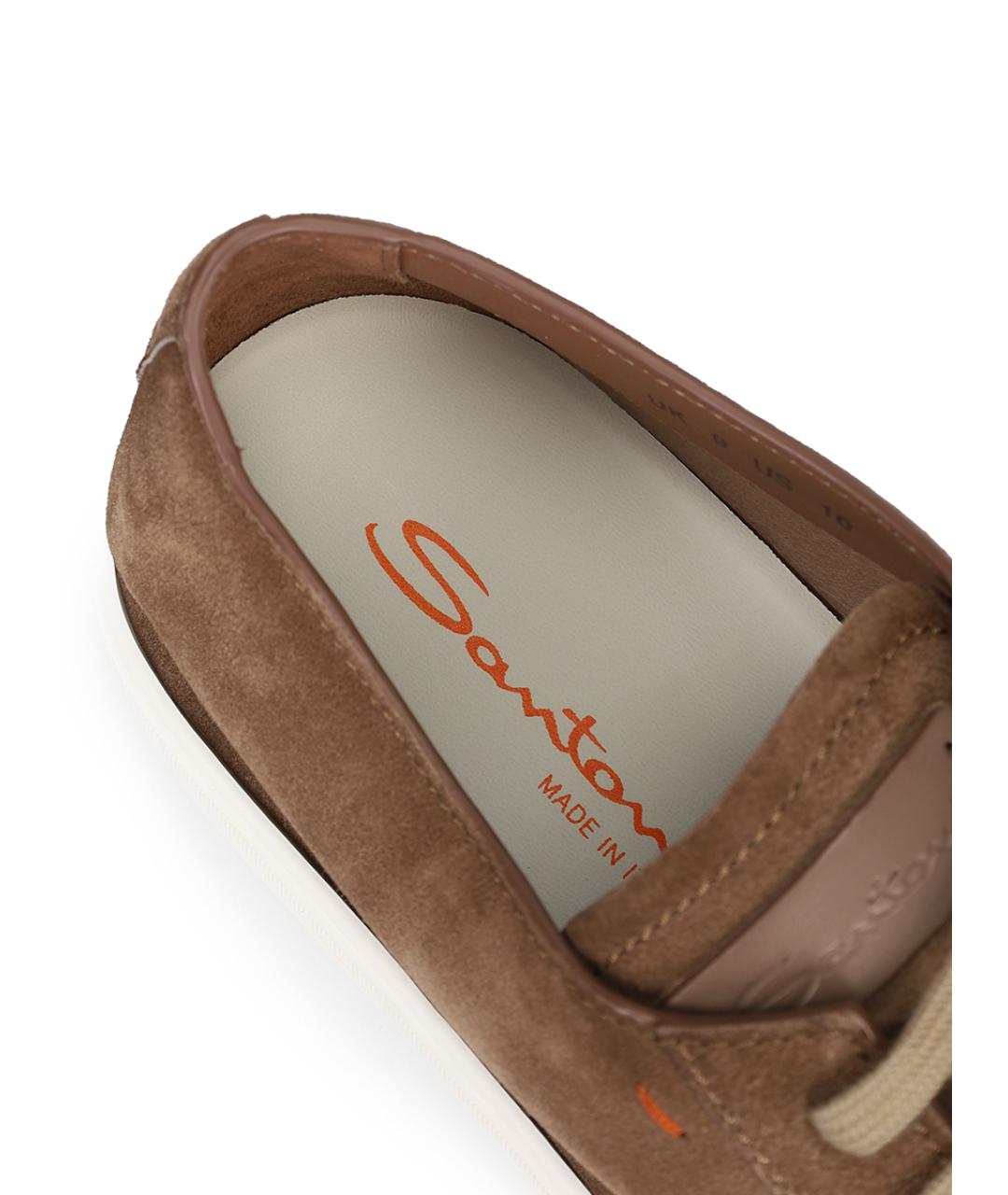 SANTONI Коричневые замшевые низкие кроссовки / кеды, фото 6