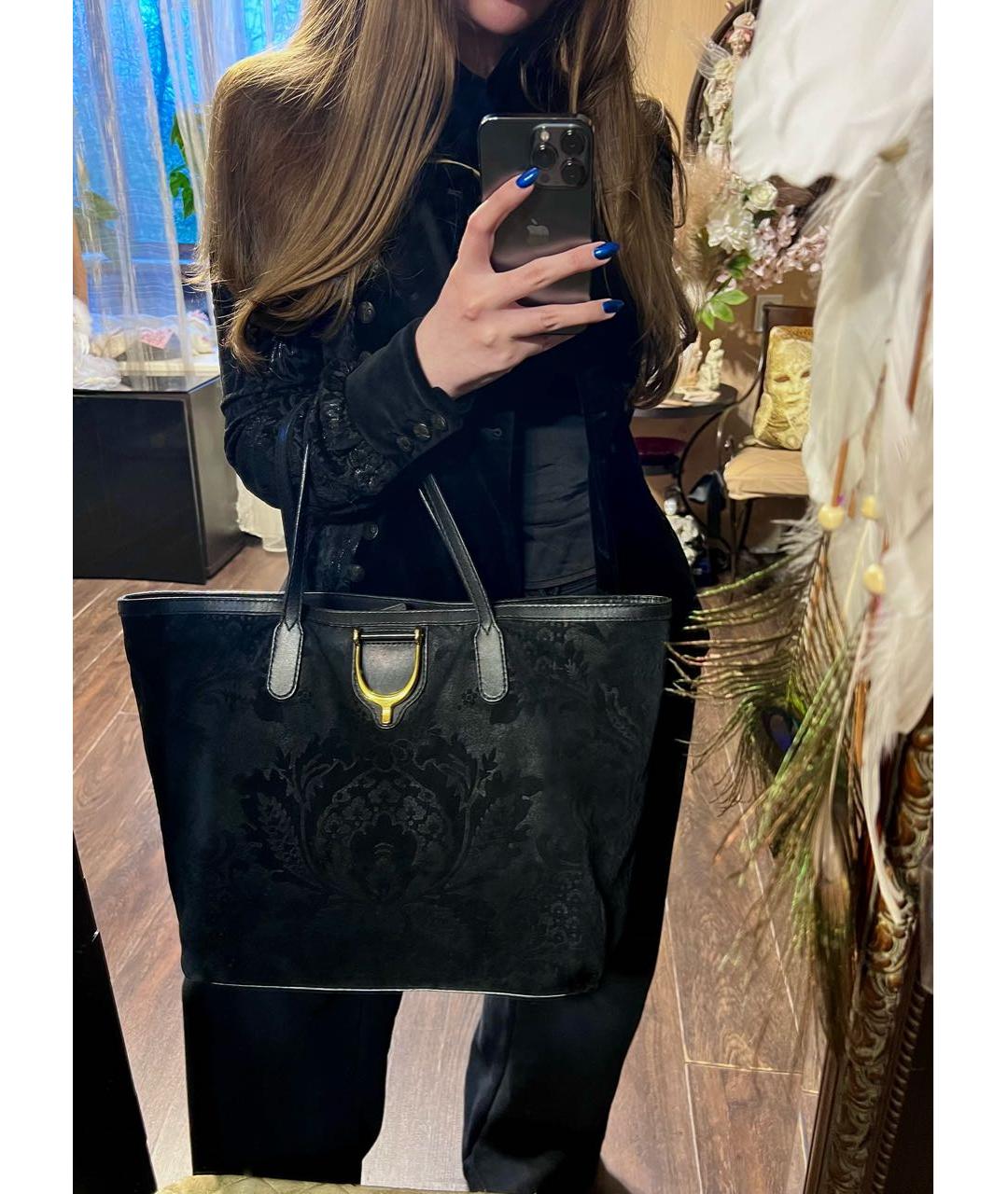 GUCCI Черная замшевая сумка тоут, фото 8