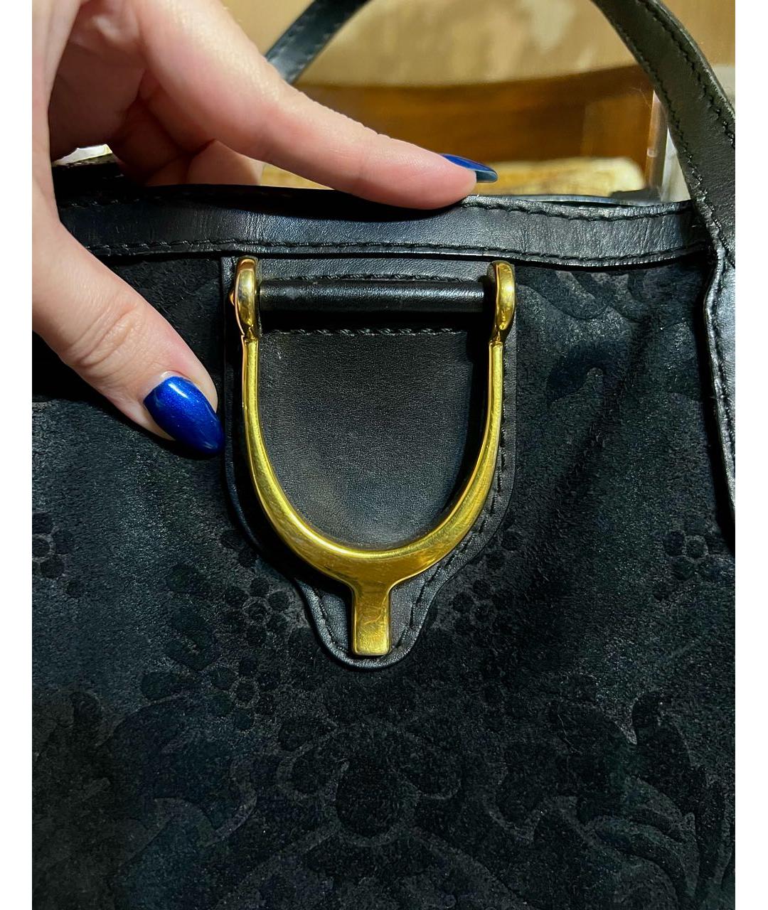 GUCCI Черная замшевая сумка тоут, фото 7