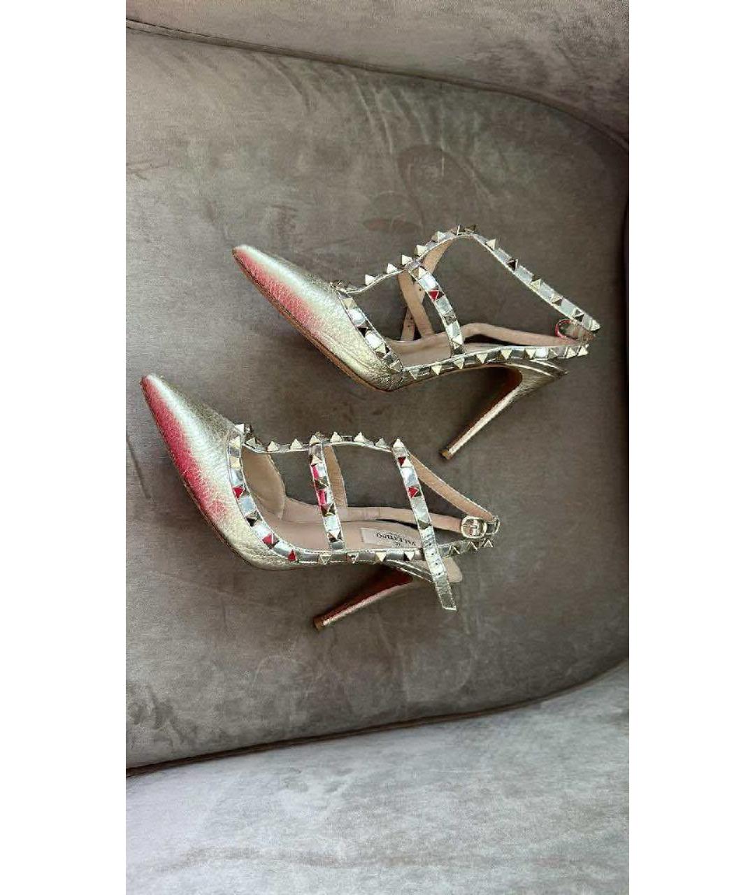 VALENTINO Золотые кожаные туфли, фото 4