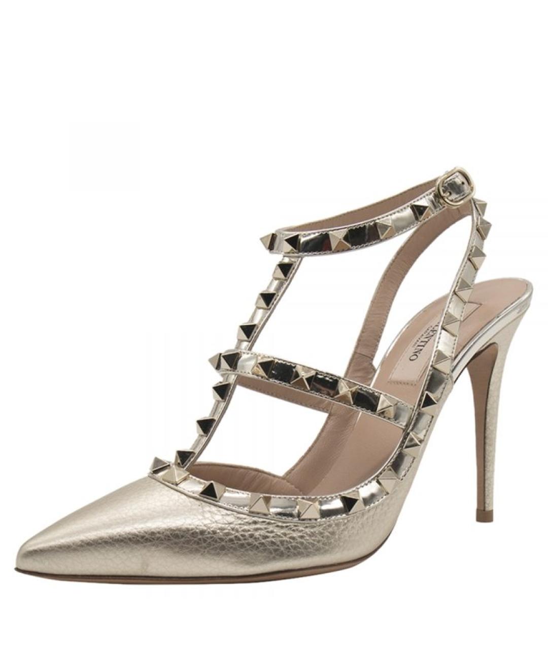 VALENTINO Золотые кожаные туфли, фото 5