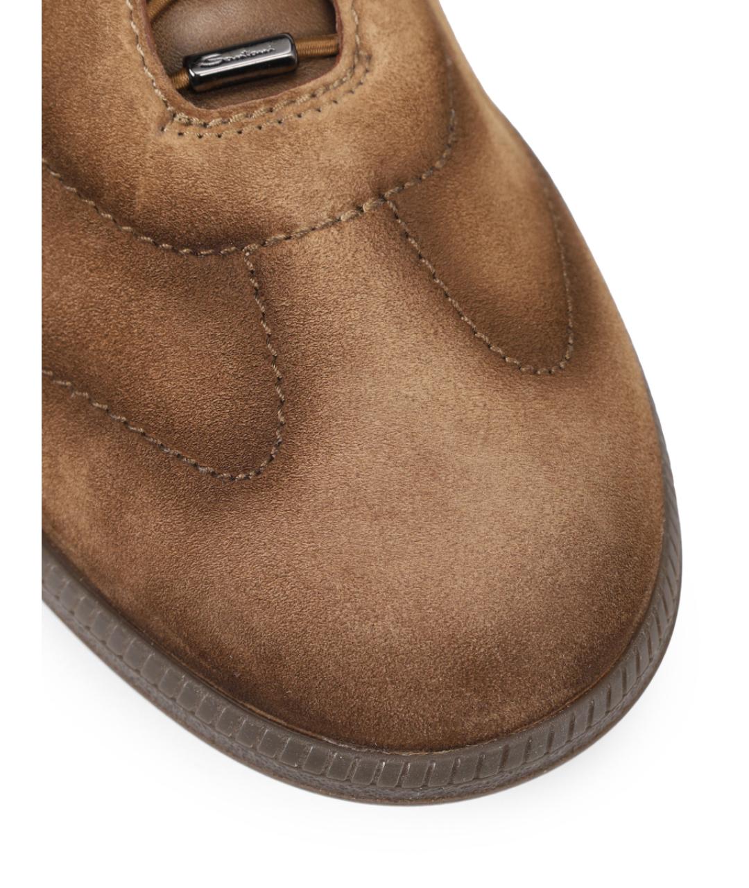 SANTONI Коричневые замшевые низкие кроссовки / кеды, фото 5