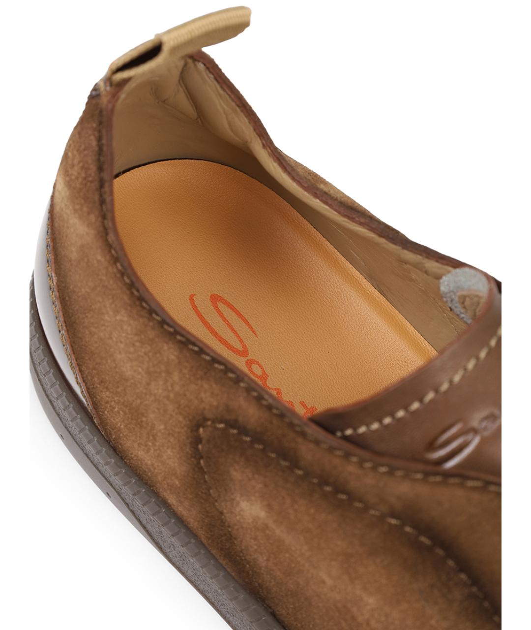 SANTONI Коричневые замшевые низкие кроссовки / кеды, фото 6