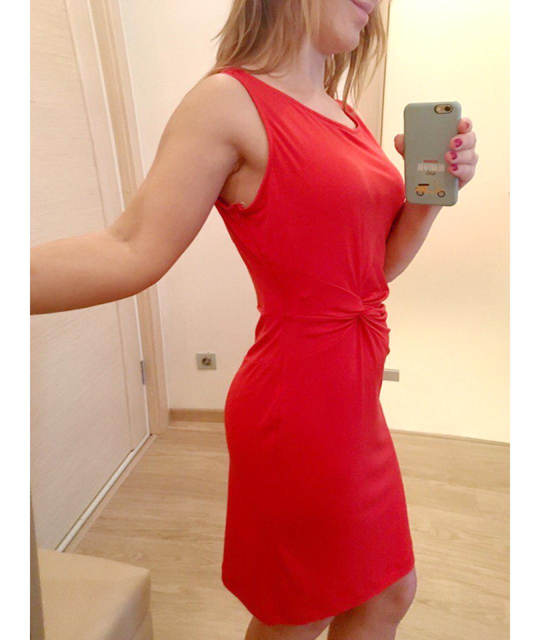 CALVIN KLEIN Красное полиэстеровое повседневное платье, фото 4