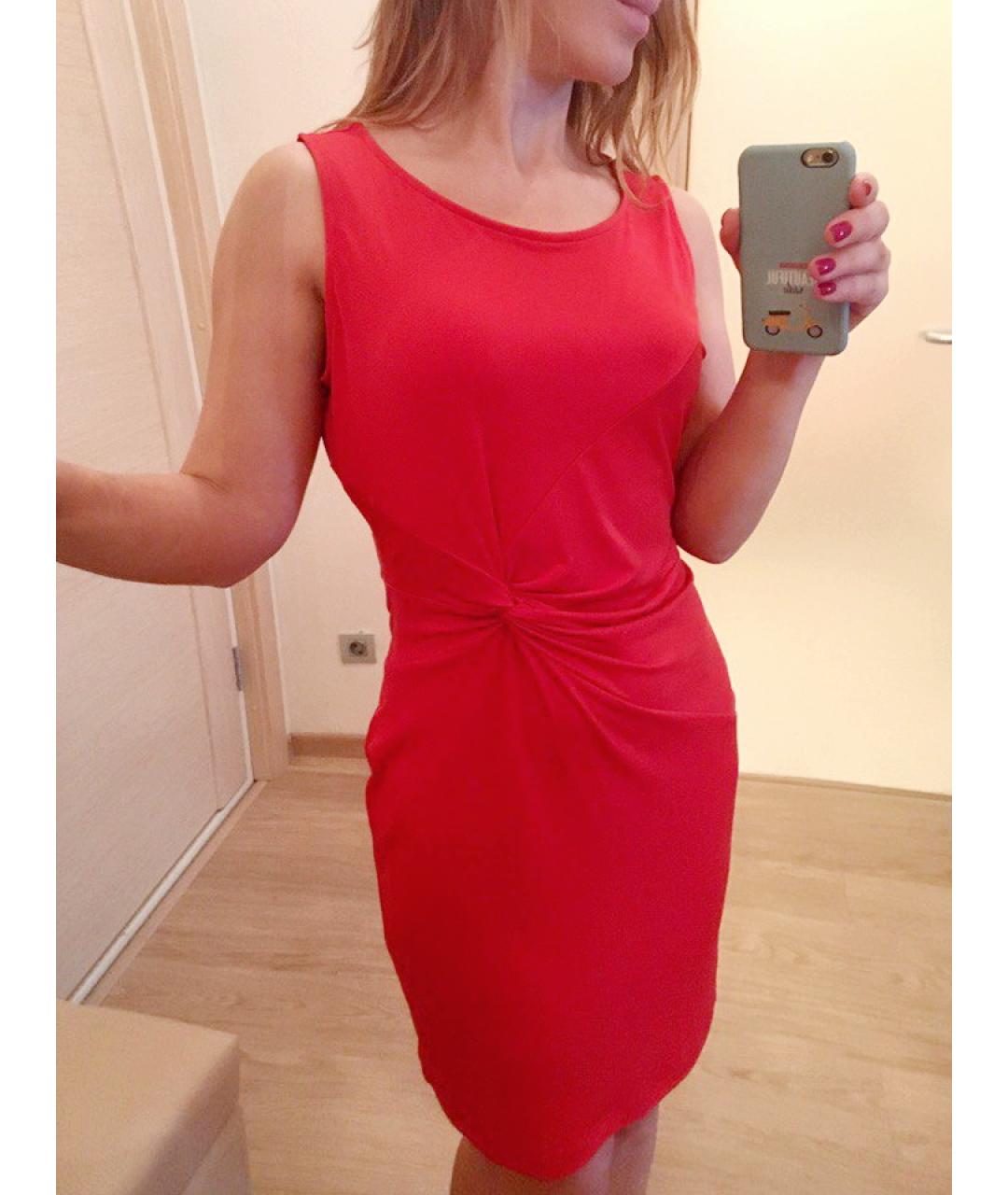 CALVIN KLEIN Красное полиэстеровое повседневное платье, фото 5
