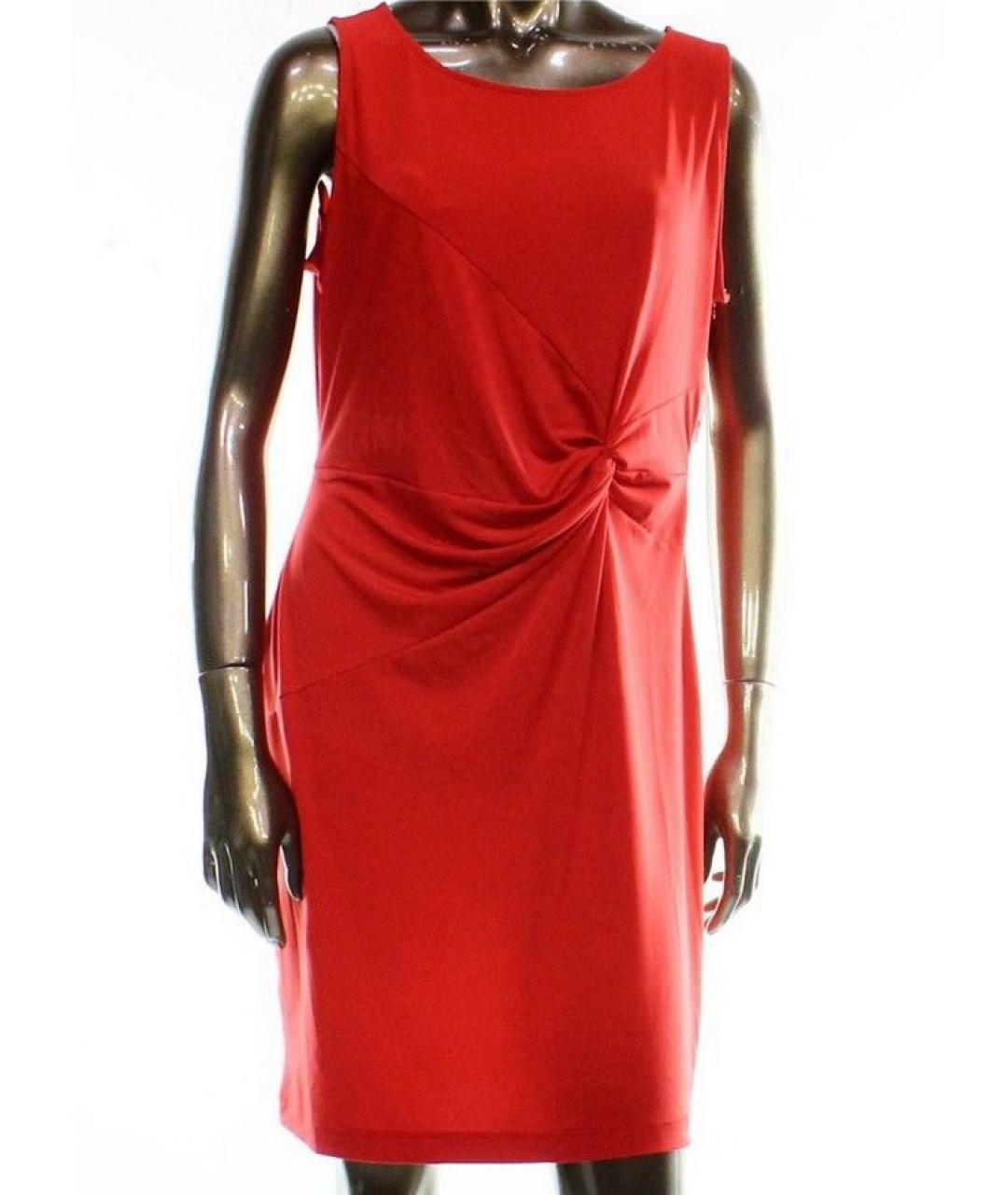 CALVIN KLEIN Красное полиэстеровое повседневное платье, фото 8