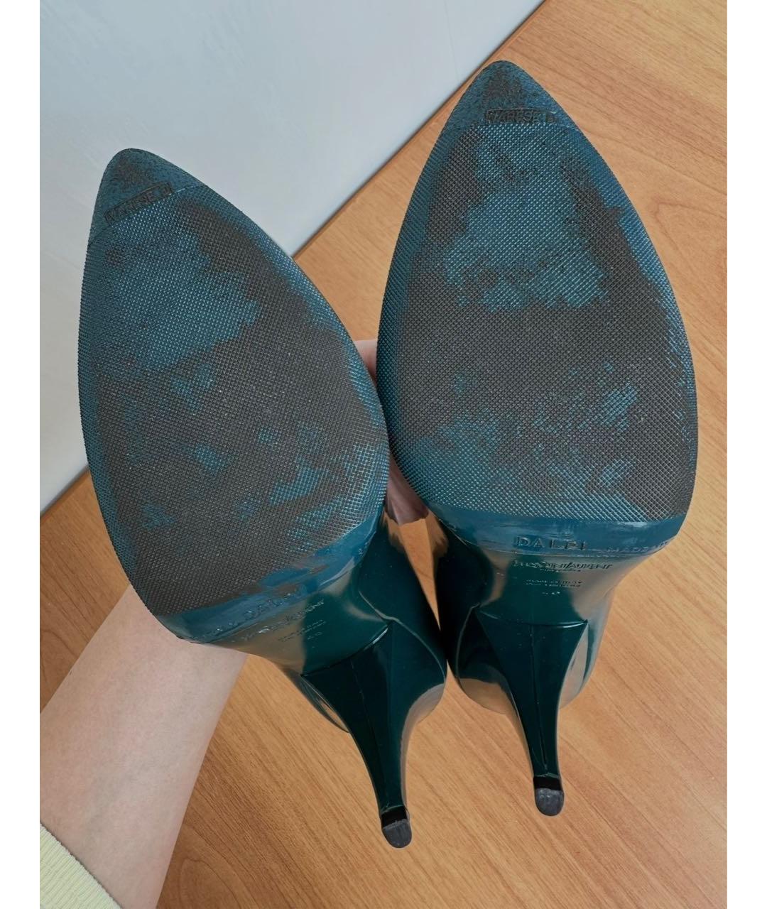 SAINT LAURENT Зеленые туфли из лакированной кожи, фото 7