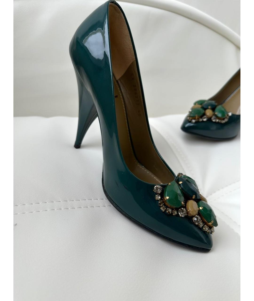 SAINT LAURENT Зеленые туфли из лакированной кожи, фото 5