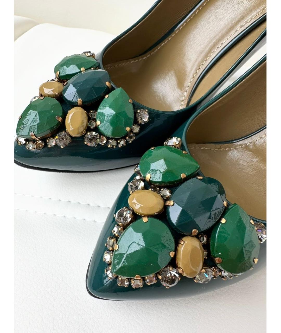 SAINT LAURENT Зеленые туфли из лакированной кожи, фото 3