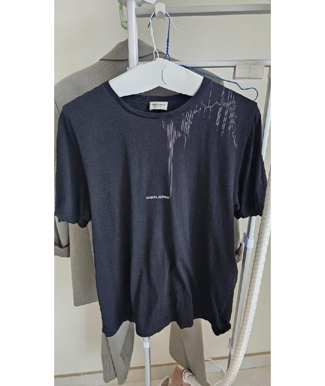 SAINT LAURENT Черная хлопковая футболка, фото 3