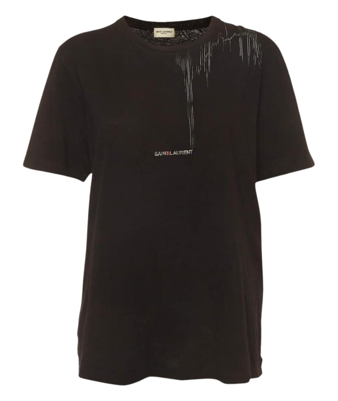 SAINT LAURENT Черная хлопковая футболка, фото 1