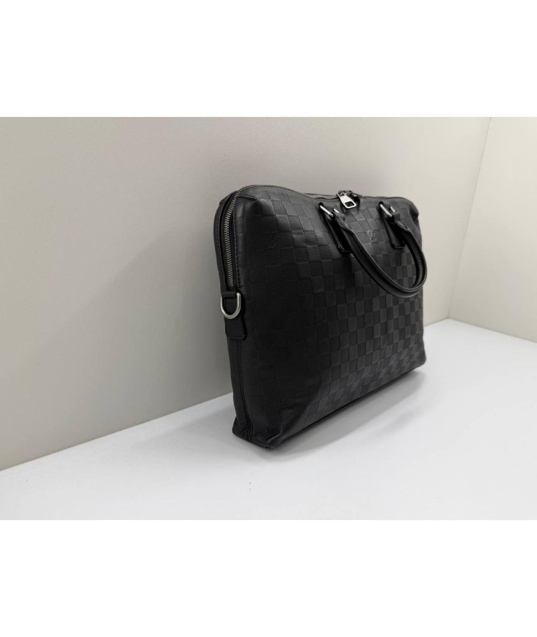 LOUIS VUITTON Черный кожаный портфель, фото 6