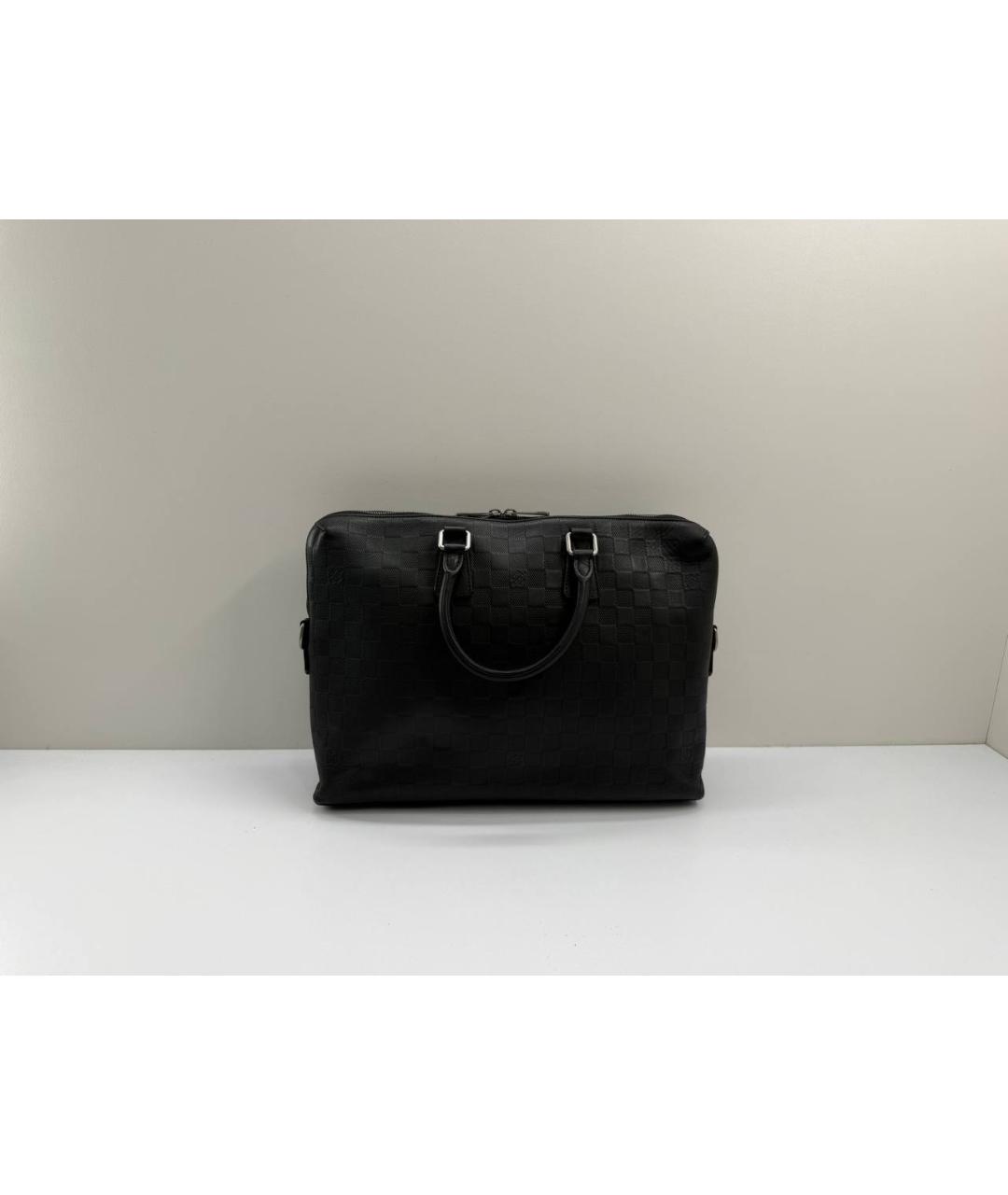 LOUIS VUITTON Черный кожаный портфель, фото 10