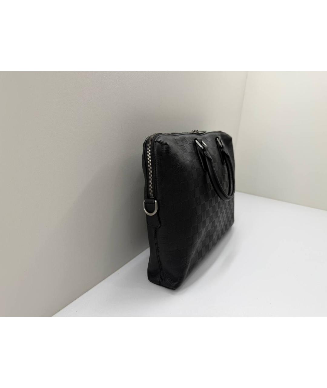 LOUIS VUITTON Черный кожаный портфель, фото 3