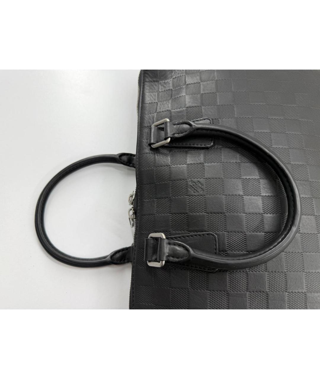 LOUIS VUITTON Черный кожаный портфель, фото 8