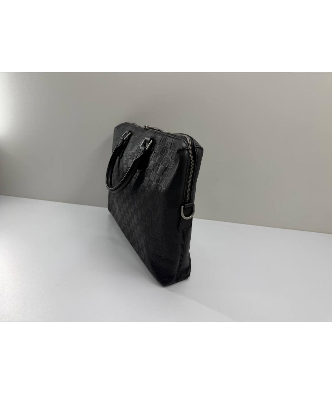 LOUIS VUITTON Черный кожаный портфель, фото 4