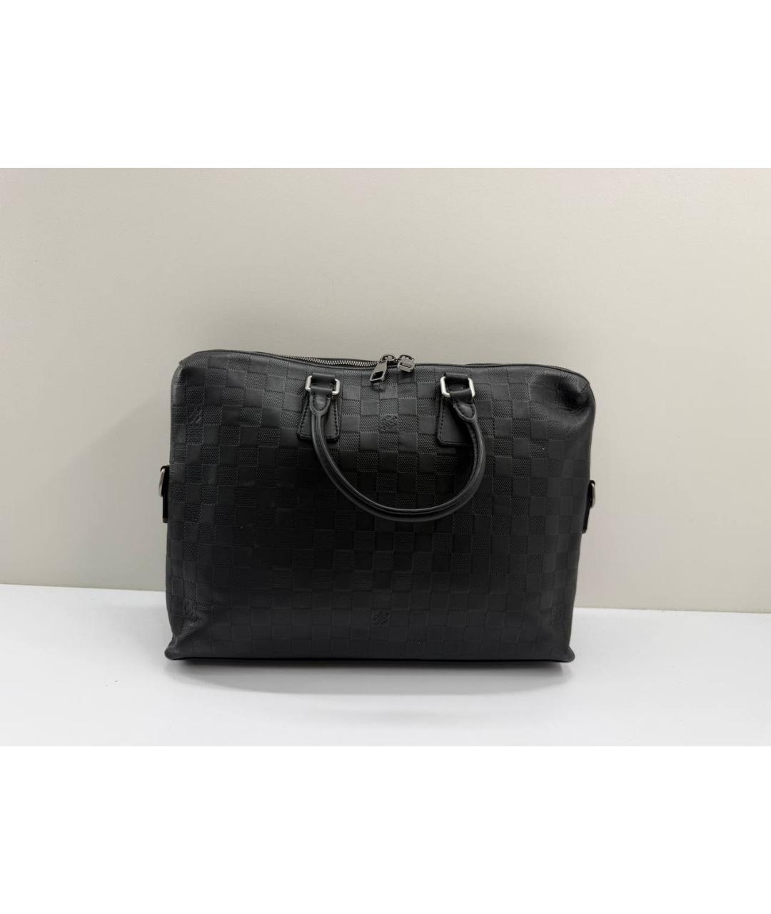 LOUIS VUITTON Черный кожаный портфель, фото 5