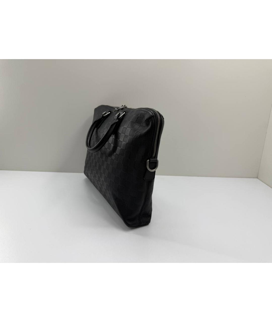 LOUIS VUITTON Черный кожаный портфель, фото 7