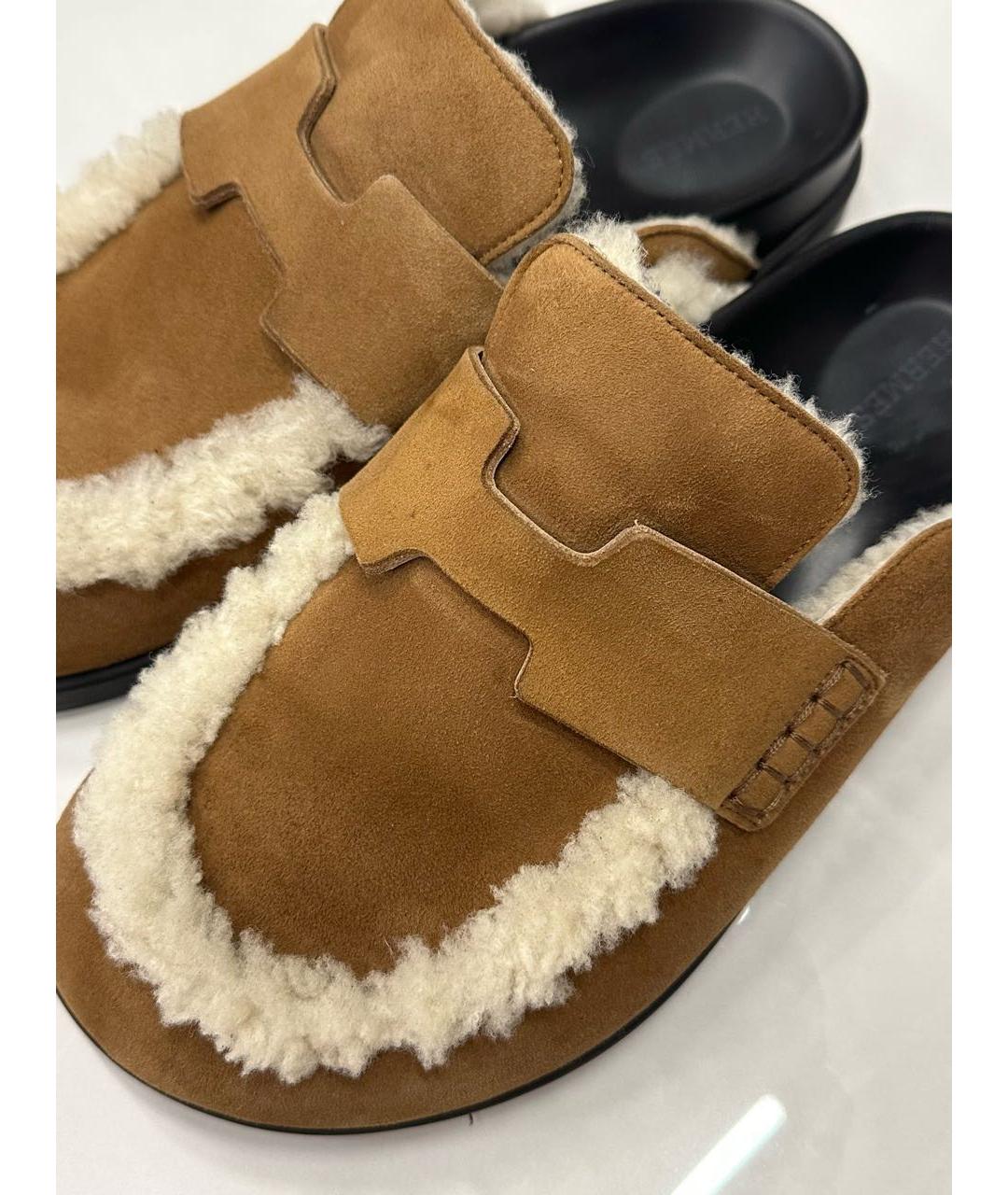 HERMES Коричневые замшевые мюли, фото 3