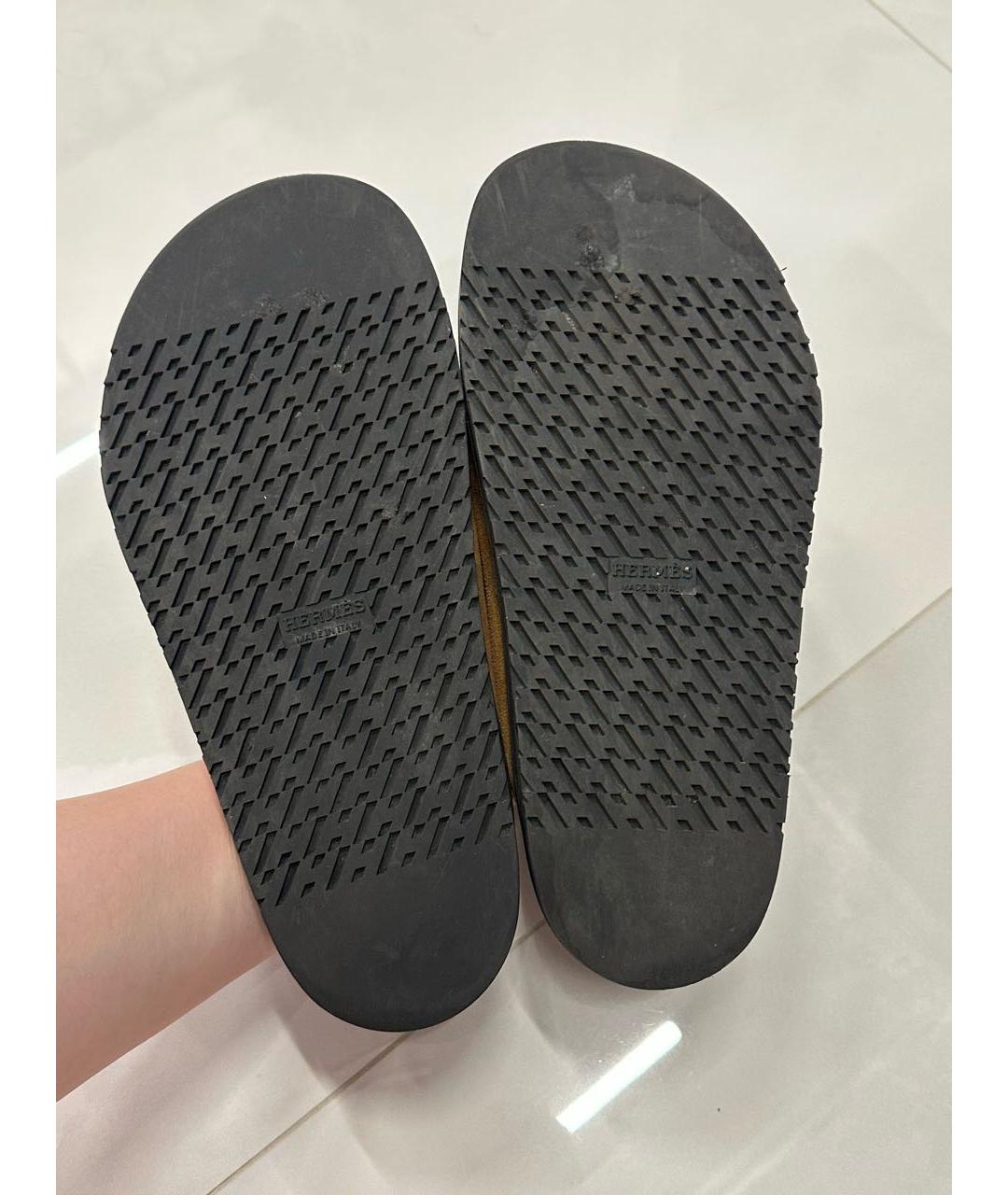 HERMES Коричневые замшевые мюли, фото 5