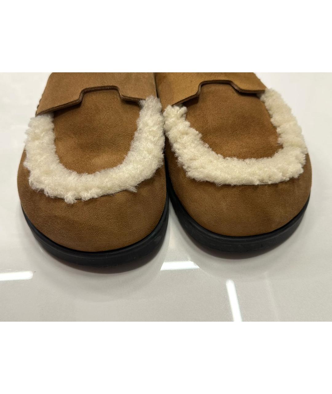 HERMES Коричневые замшевые мюли, фото 6