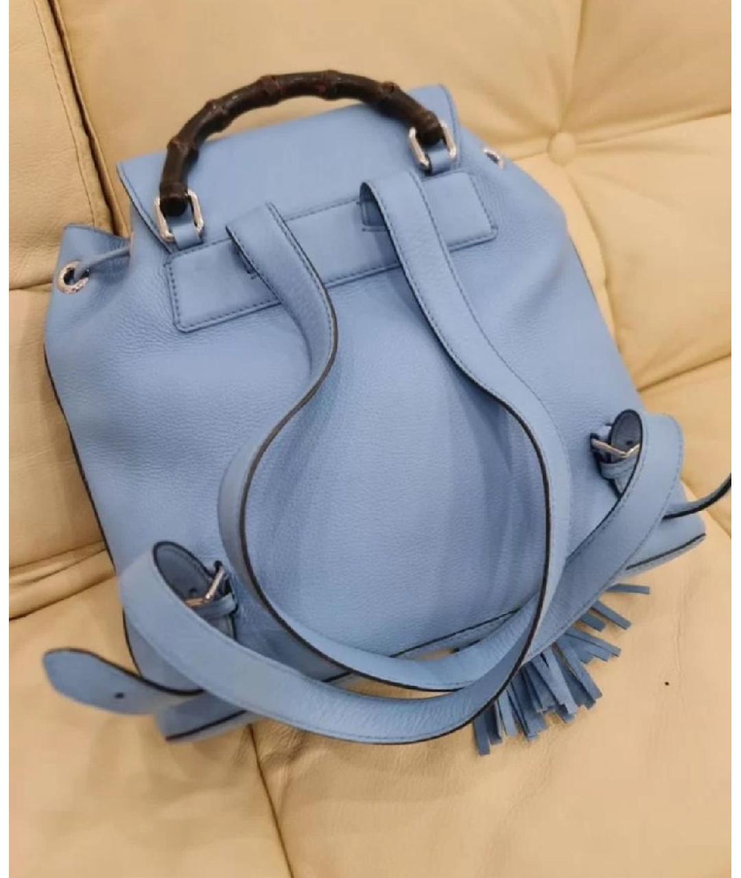GUCCI Голубой кожаный рюкзак, фото 3