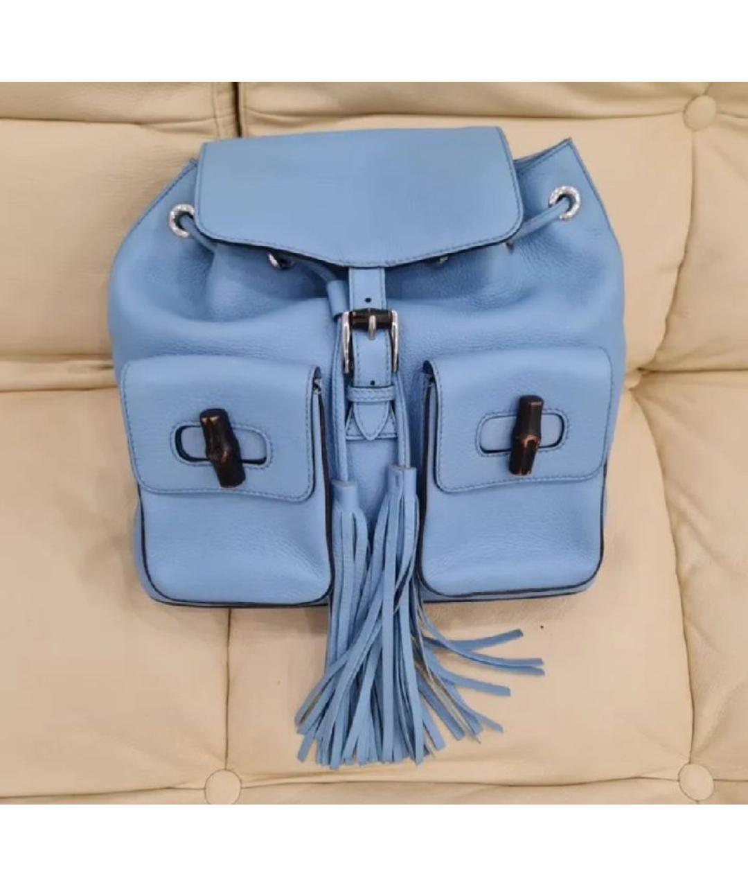 GUCCI Голубой кожаный рюкзак, фото 10