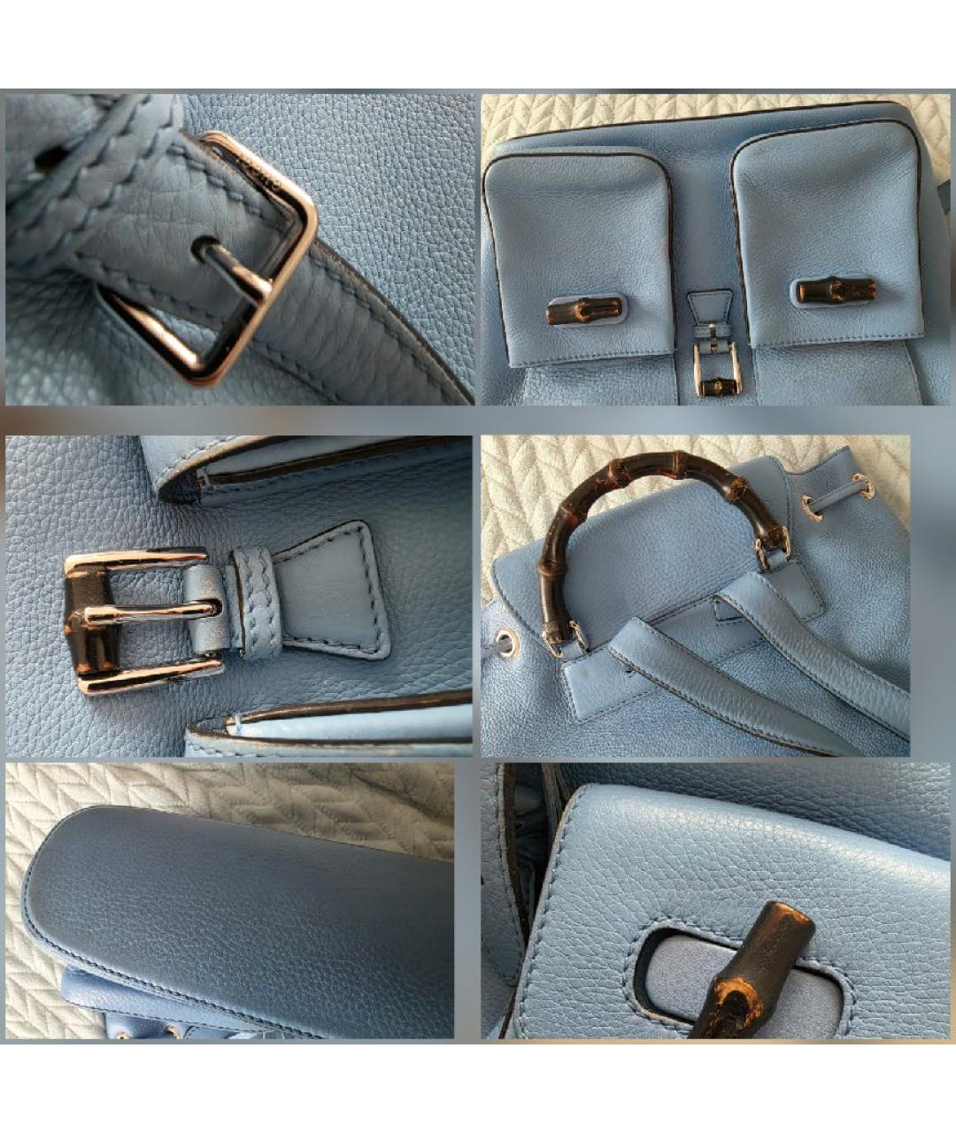GUCCI Голубой кожаный рюкзак, фото 7