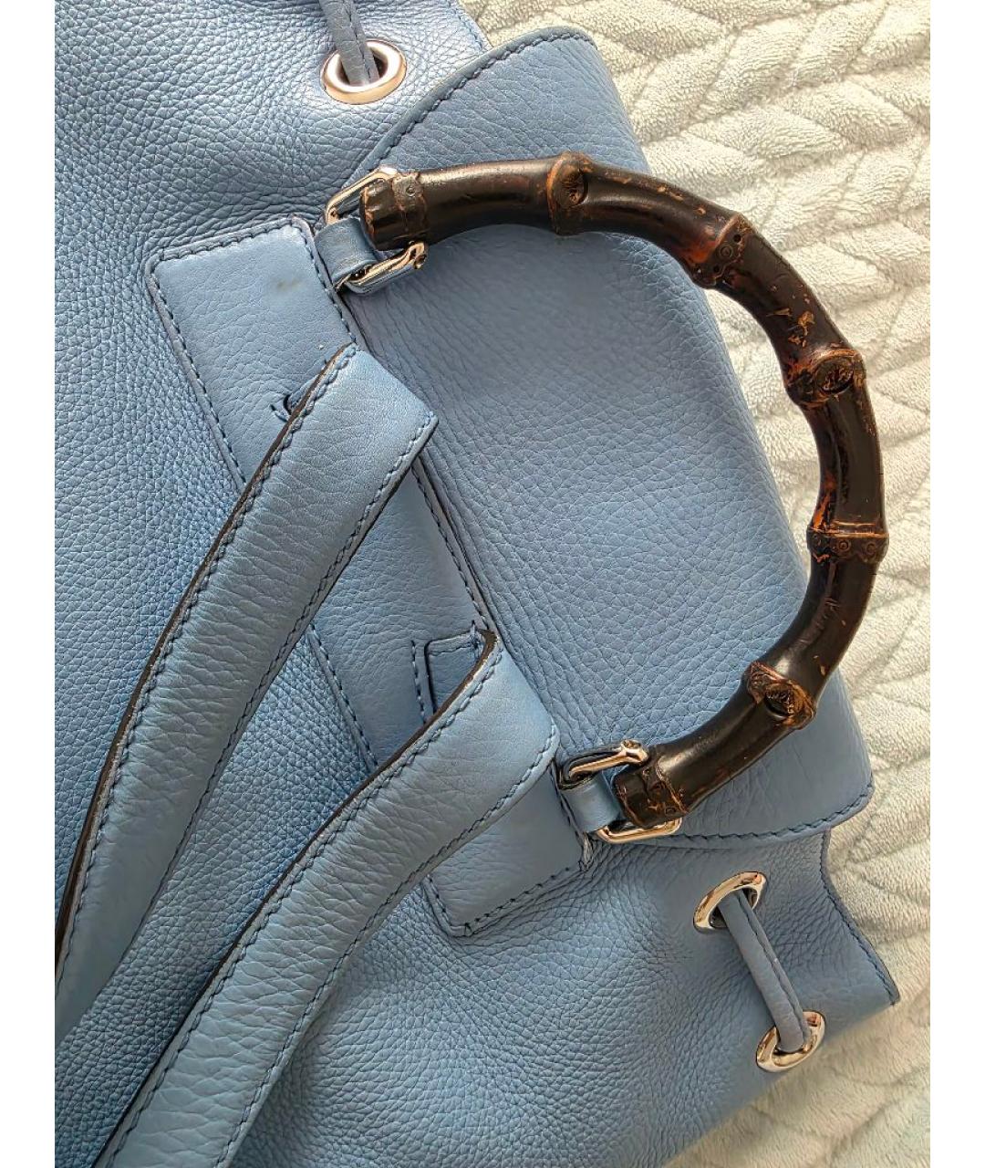 GUCCI Голубой кожаный рюкзак, фото 8