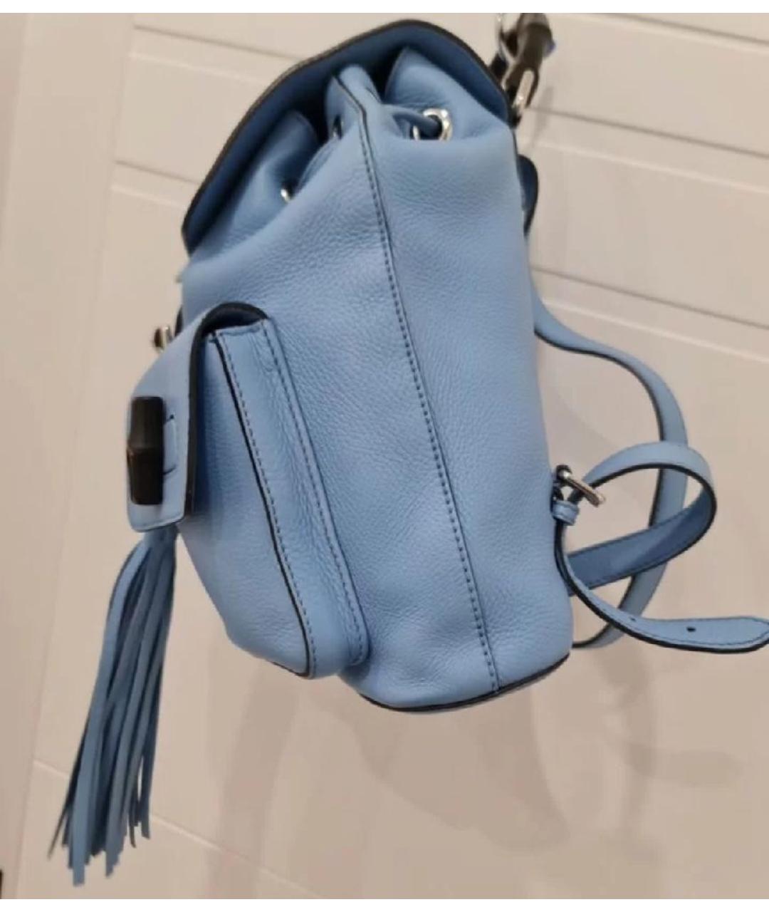 GUCCI Голубой кожаный рюкзак, фото 2