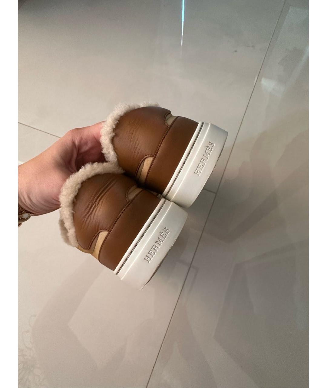 HERMES Коричневые замшевые кеды, фото 3