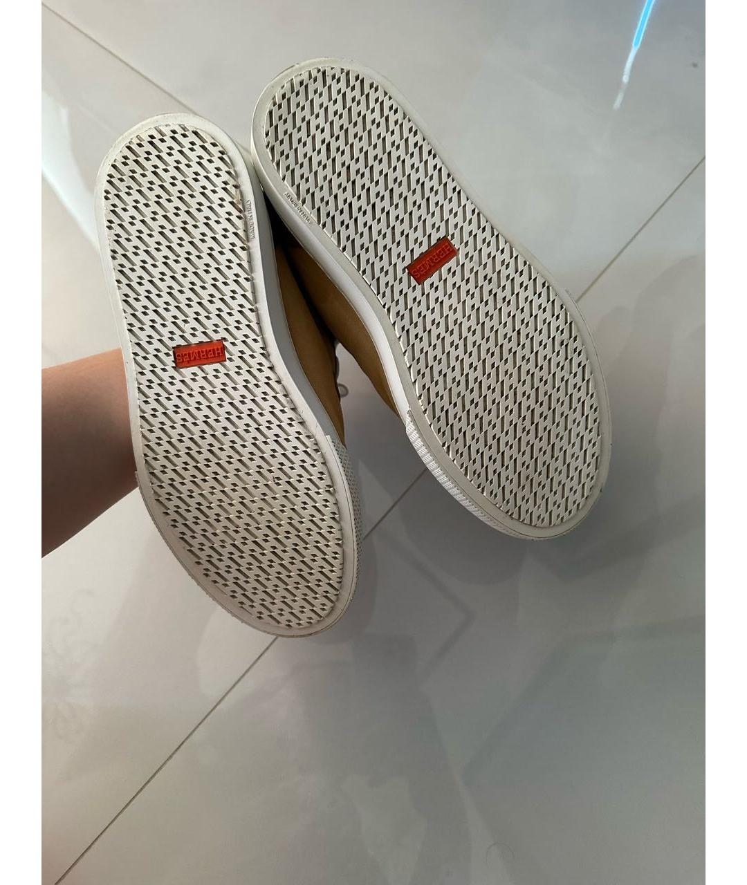 HERMES Коричневые замшевые кеды, фото 4