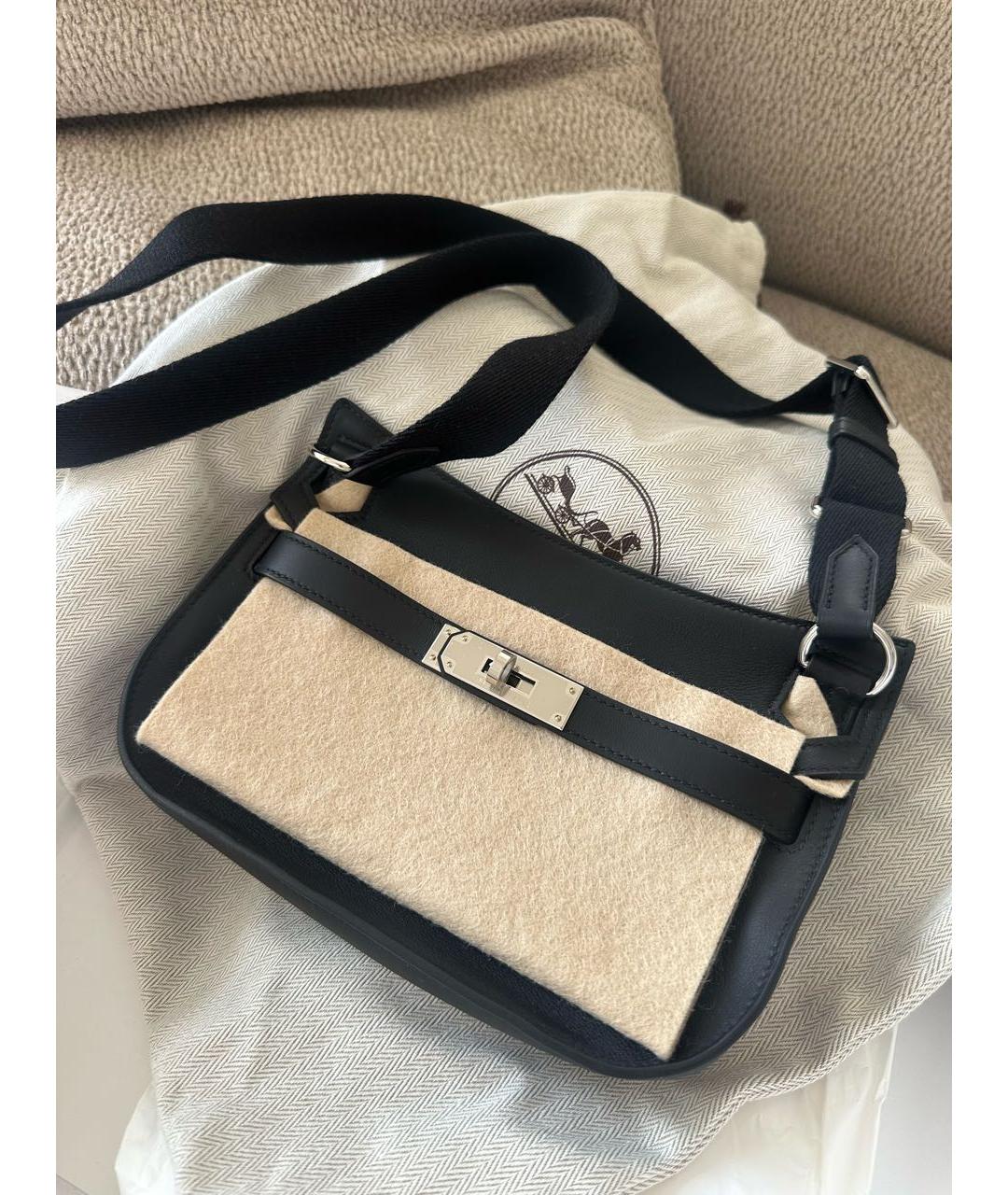 HERMES Черная кожаная сумка через плечо, фото 3