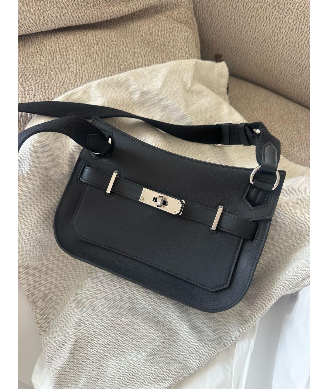 HERMES Черная кожаная сумка через плечо, фото 4