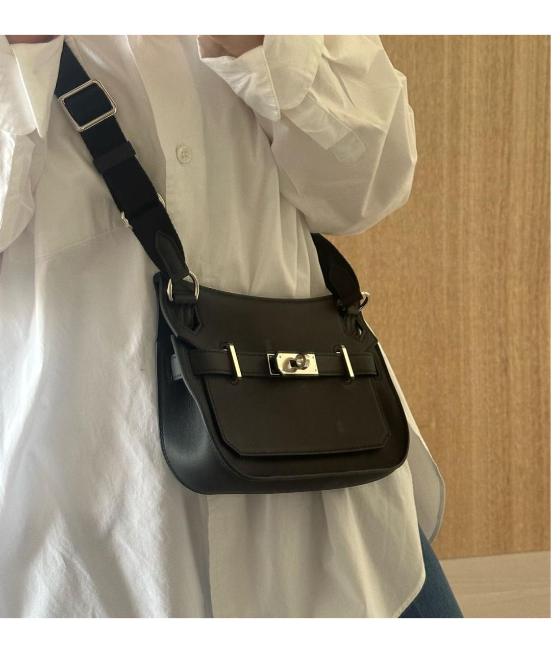 HERMES Черная кожаная сумка через плечо, фото 2