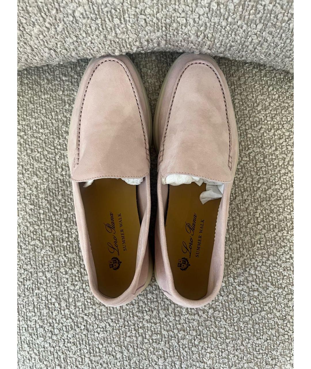 LORO PIANA Розовые замшевые лоферы, фото 3