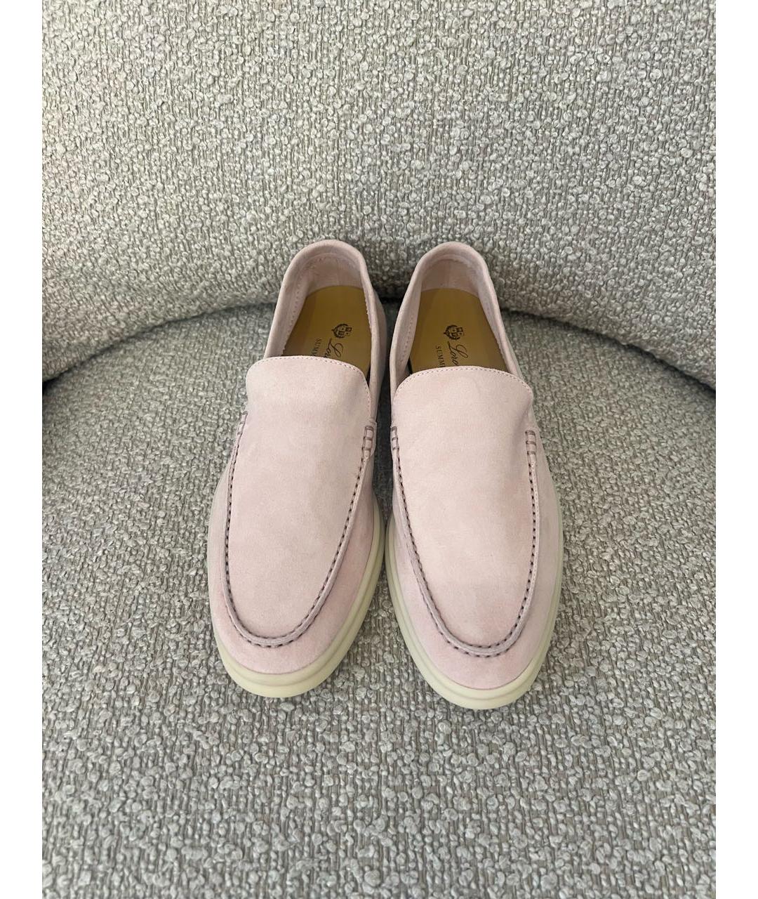 LORO PIANA Розовые замшевые лоферы, фото 2