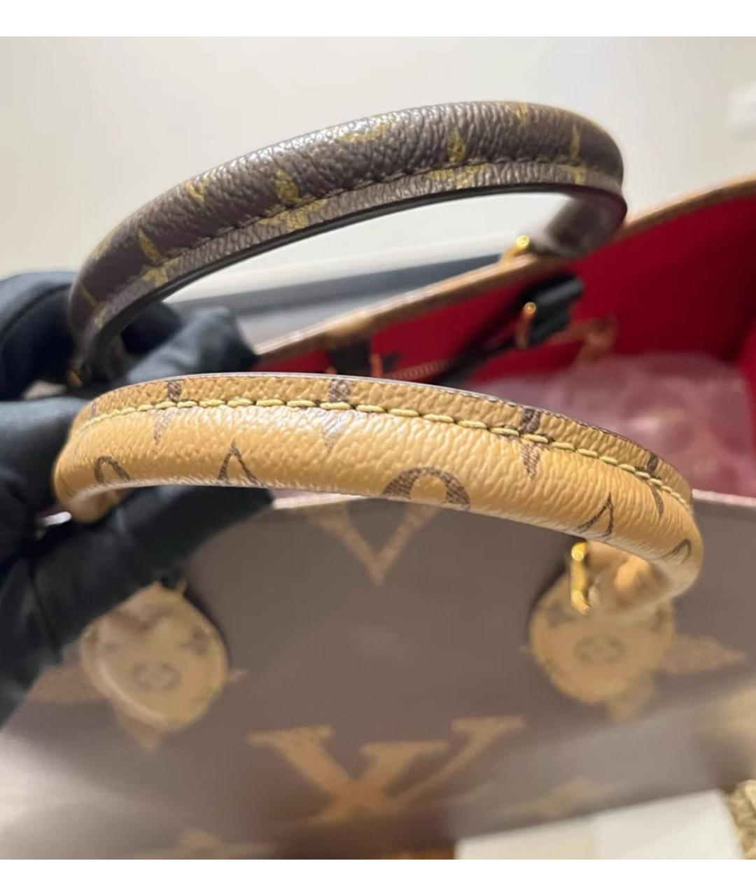 LOUIS VUITTON Коричневая кожаная сумка тоут, фото 6