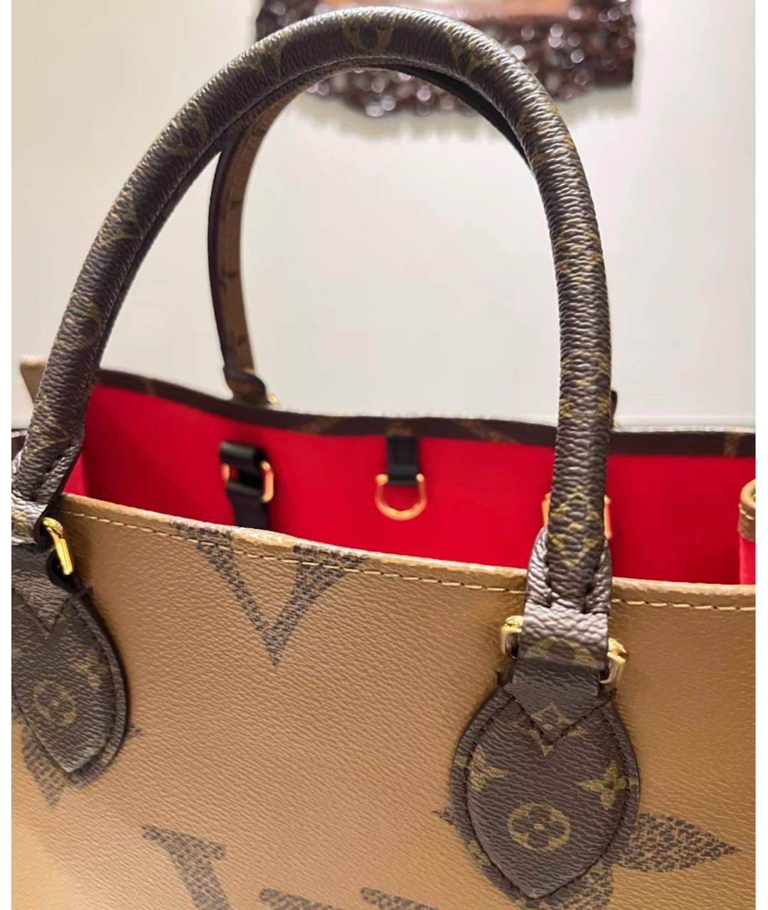 LOUIS VUITTON Коричневая кожаная сумка тоут, фото 5