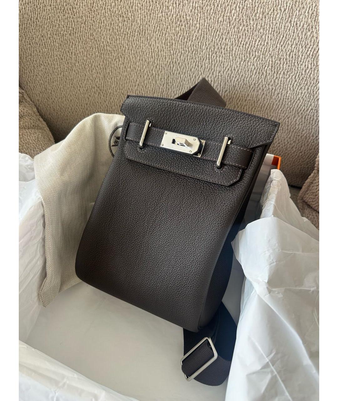 HERMES Коричневая кожаная сумка на плечо, фото 2