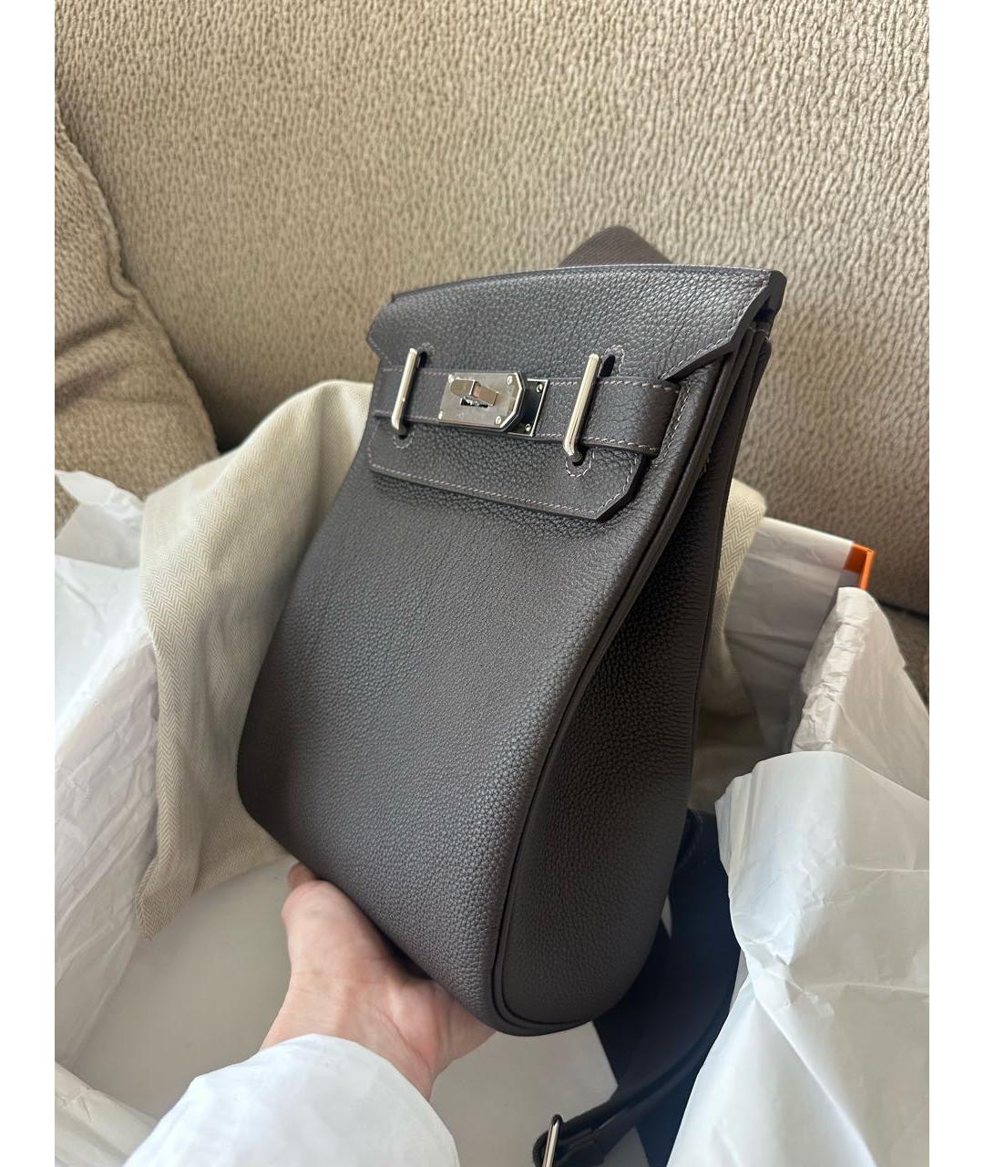 HERMES Коричневая кожаная сумка на плечо, фото 3