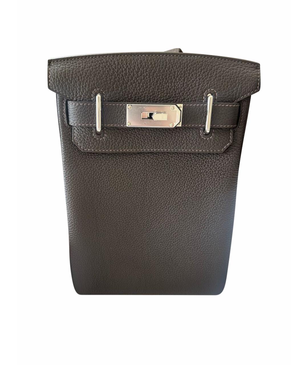 HERMES Коричневая кожаная сумка на плечо, фото 1