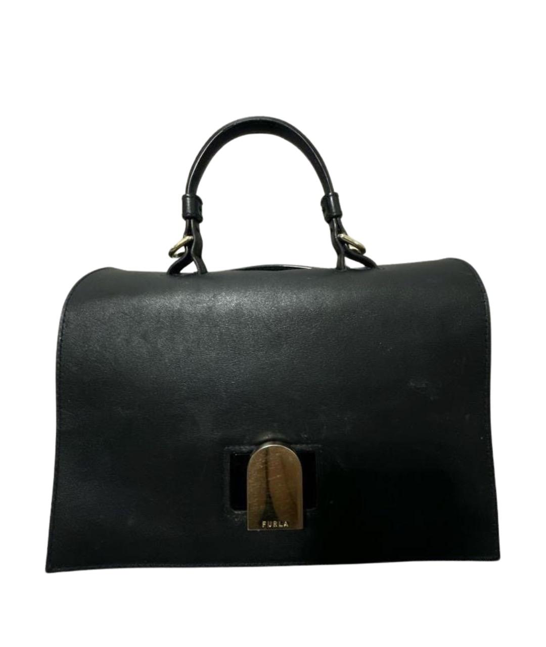 FURLA Черная кожаная сумка с короткими ручками, фото 1