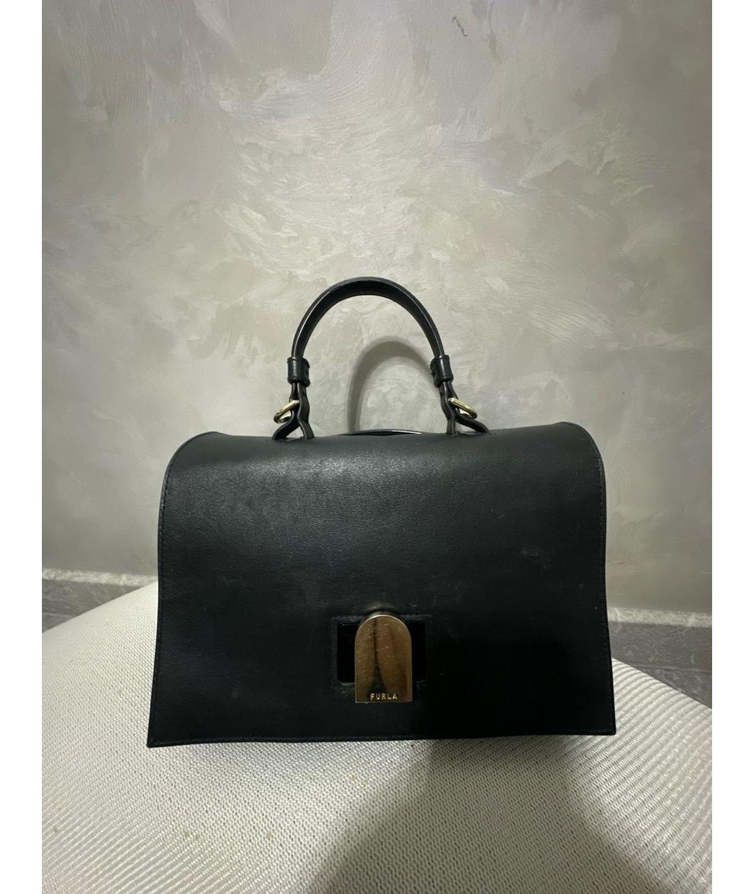 FURLA Черная кожаная сумка с короткими ручками, фото 5