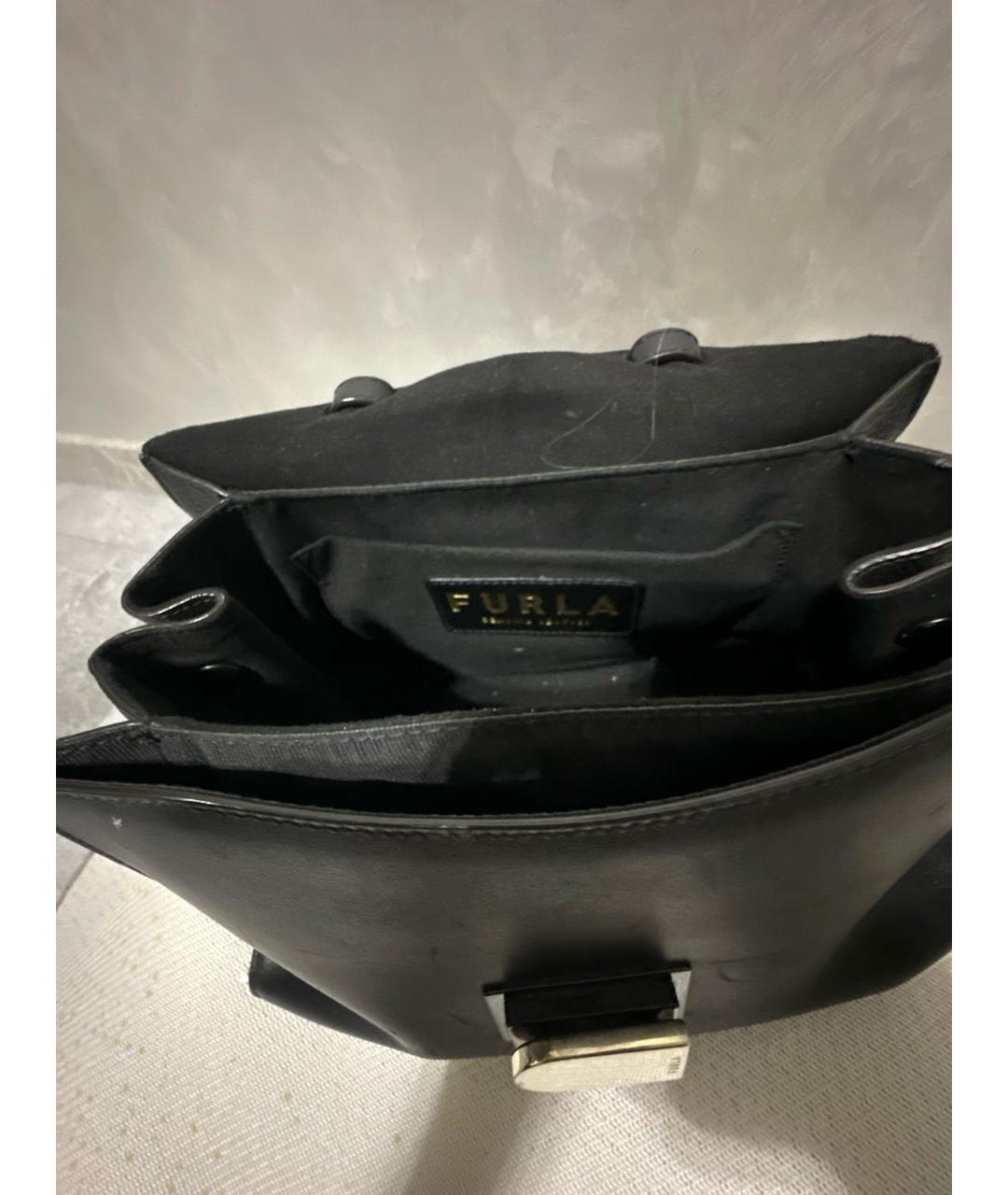 FURLA Черная кожаная сумка с короткими ручками, фото 4