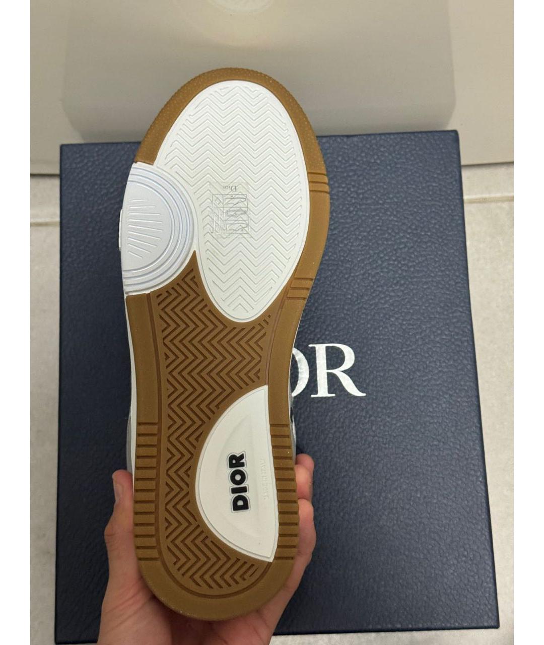 CHRISTIAN DIOR Серые кожаные низкие кроссовки / кеды, фото 6