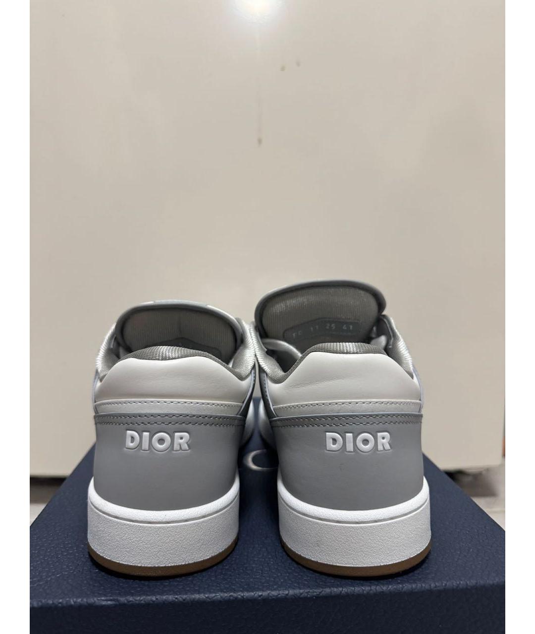 CHRISTIAN DIOR Серые кожаные низкие кроссовки / кеды, фото 4